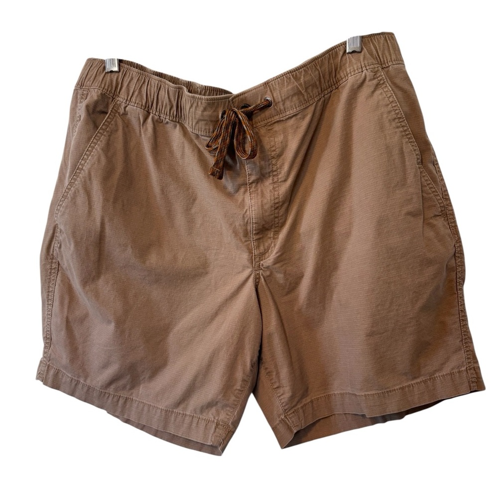 Eddie Bauer Men's Tan/Khaki Casual Shorts Size XL 7inch inseam Zipper button tie